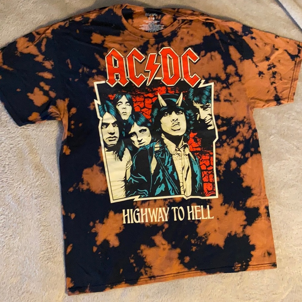 Men’s AC/DC TShirt Sz.L black & tie dye
